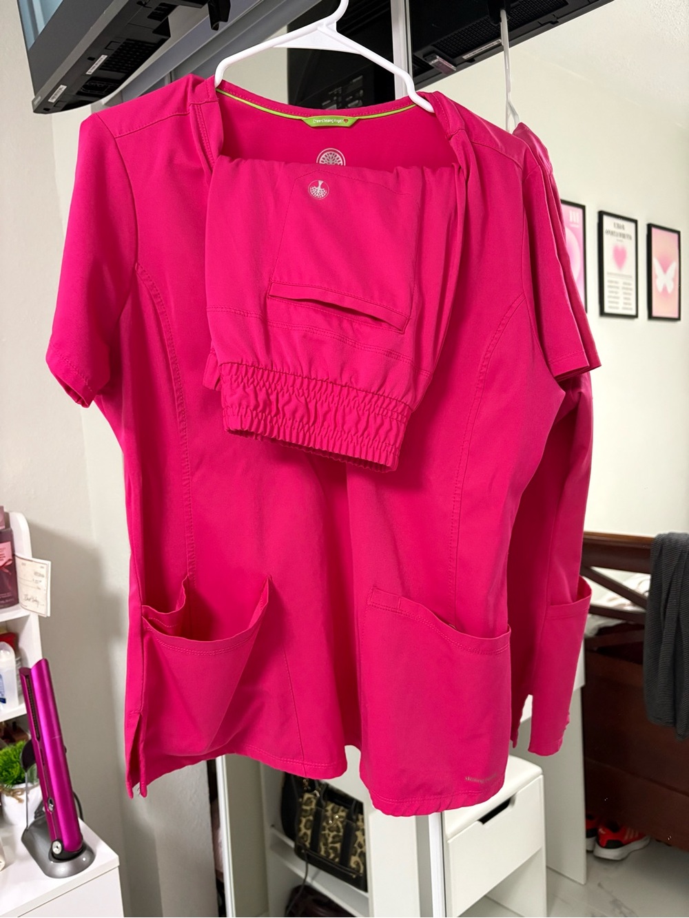 healing hands Women's Hot Pink Scrub Top